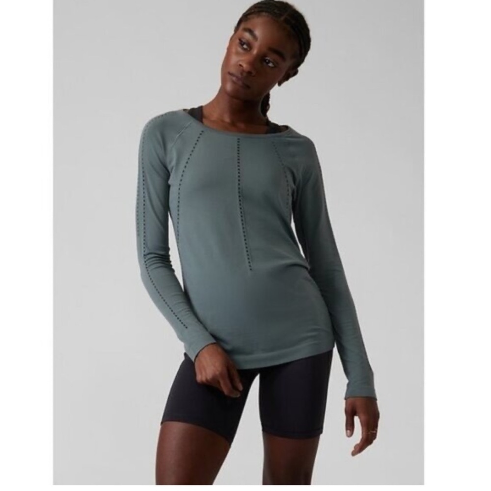 Athleta Foothill Seamless Long Sleeve small green